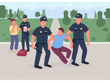 Robber arrest flat color vector illustration preview picture