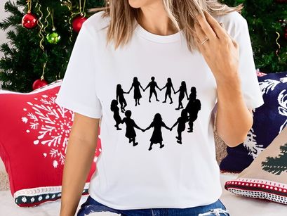 Children Holding Hands Circle Silhouette