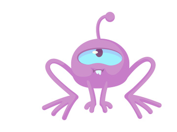 Single-eyed alien flat cartoon vector illustration preview picture