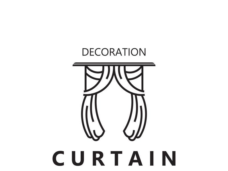 Curtain logo decoration style minimalist elegant vector design illustration