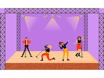 Girl band flat vector illustration preview picture