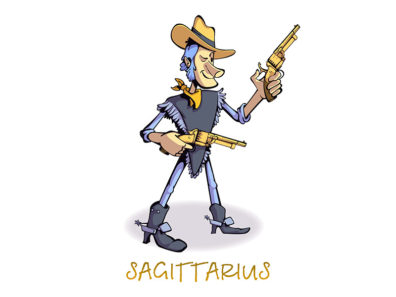 Sagittarius zodiac sign man flat cartoon vector illustration