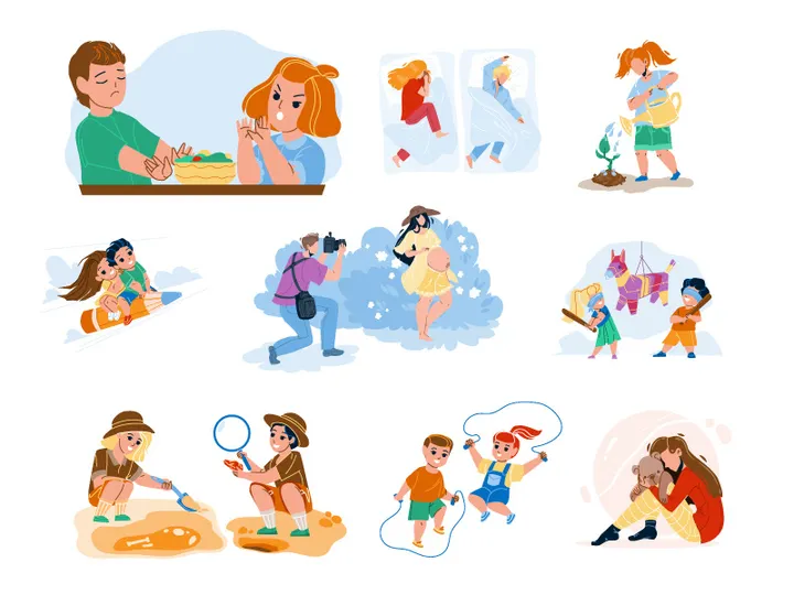 Kid boy girl characters