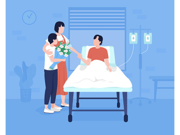 Member family at hospital flat color vector illustration preview picture