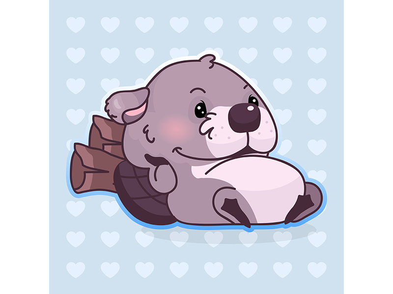 Cute beaver kawaii cartoon vector character