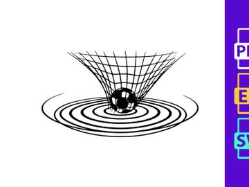 Gravitational pull of a black hole illustrated with a ball and grid preview picture