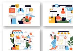 9 E-commerce Transactions Business Illustration