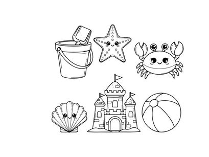 Cute sea creatures and castle vector illustration flat design