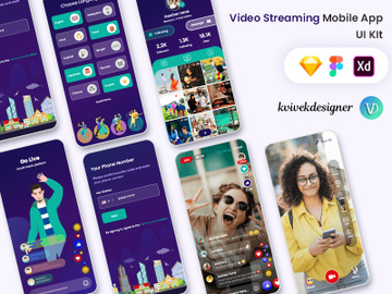 Live Video Streaming Mobile App UI Kit preview picture