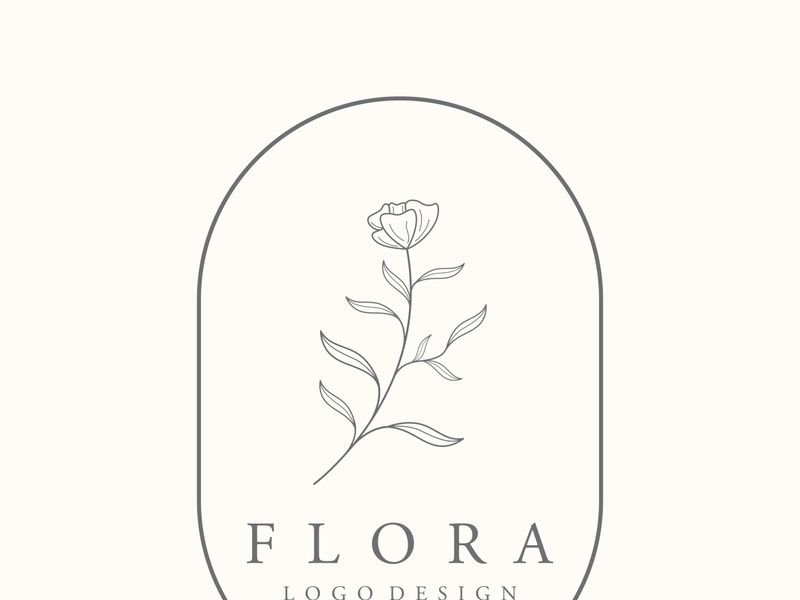 Hand drawn natural organic botanical feminine delicate logo for florist, wedding, badge, photographer and beauty.