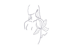 Line art portrait woman, Flower face one line vector illustration