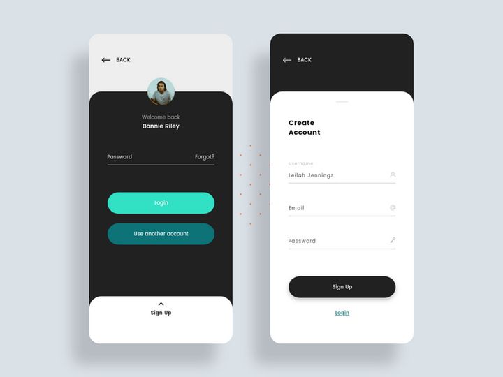 Signin and Signup screens for Mobile app