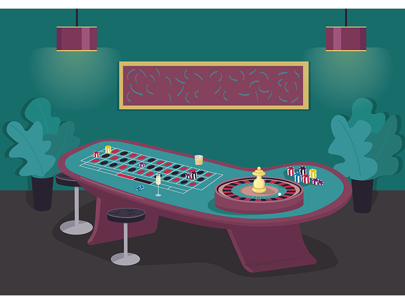 Roulette table flat color vector illustration