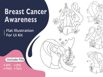 Woman Raising Breast Cancer Ribbon preview picture