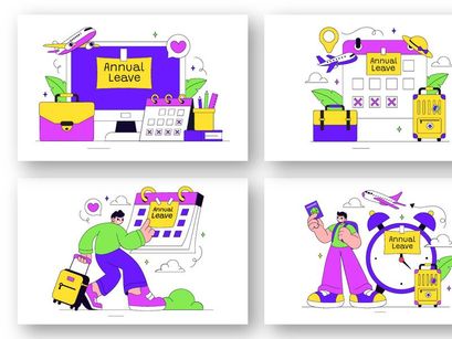 10 Annual Leave Vector Illustration