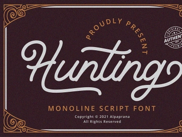 Hunting - Monoline Script Font preview picture