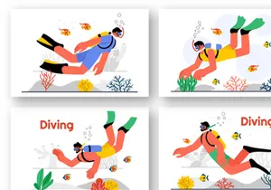 9 Underwater Diving Sport Illustration