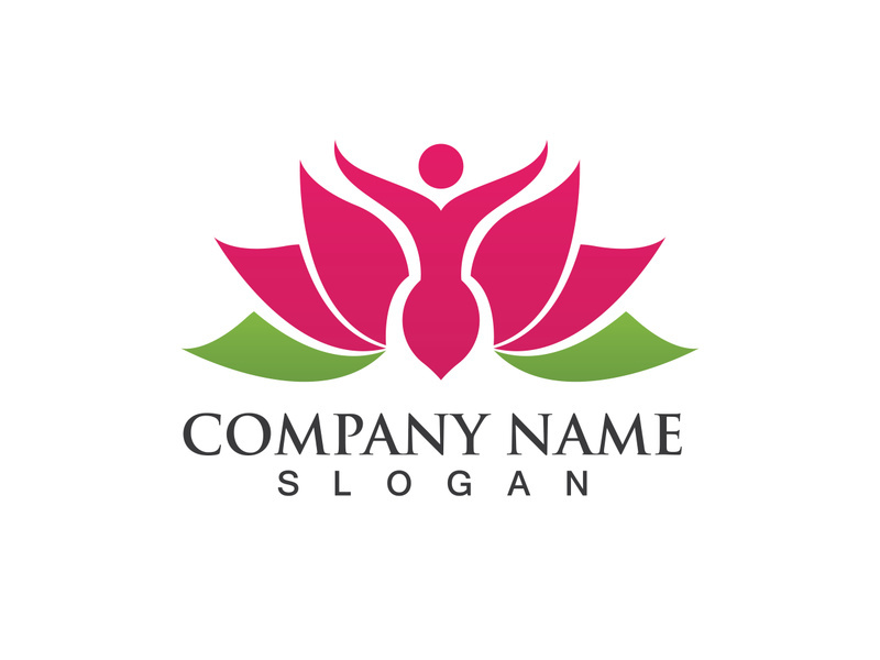 People yoga health in lotus flower logo