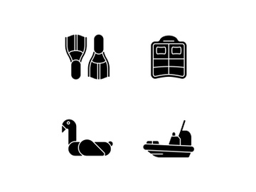Summer vacations black glyph icons set on white space preview picture