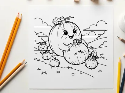 Halloween pumpkin family smiling vector illustration flat design