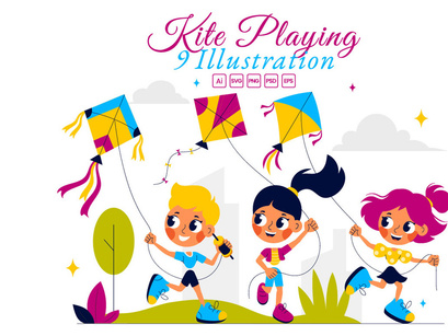 9 Joyful Kite Flying Activity Illustration