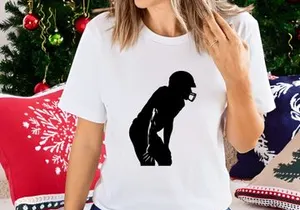 American football player in ready position silhouette