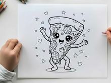 Cute pizza slice character dancing vector illustration