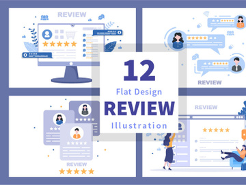 12 Review Customer Giving Star Illustration preview picture