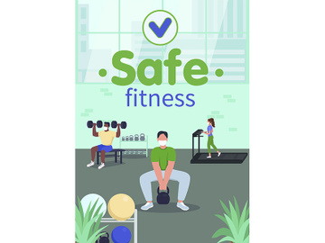 Safe fitness poster flat vector template preview picture