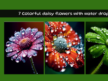 Colorful daisy flowers with water drops preview picture