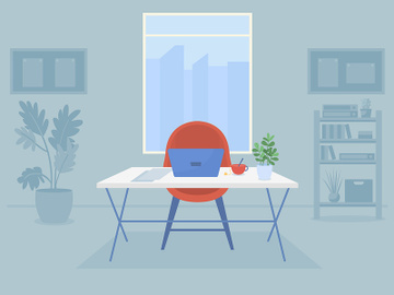 Workplace flat color vector illustration preview picture