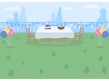 Backyard party place flat color vector illustration preview picture