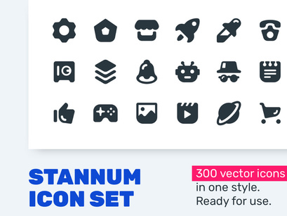 Stannum Icon Set 300 Solid vector icons.