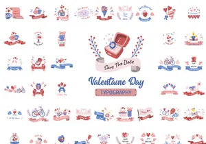 Valentine Day elements letter decorative