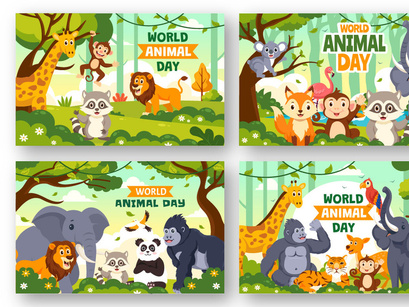 12 World Animal Day Illustration