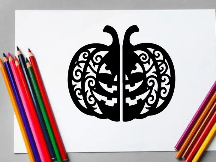 Decorative Halloween Pumpkin with Intricate Carving Design