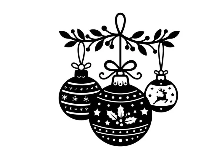 Christmas ornaments hanging on festive branch for holiday decor