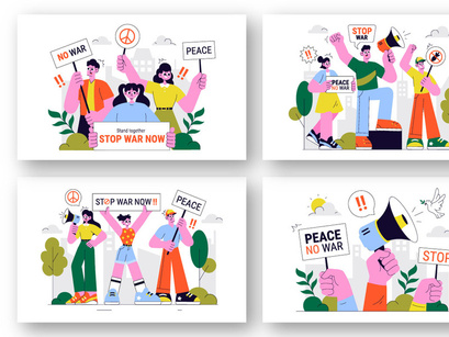 10 Anti War Resistance Demonstration Illustration