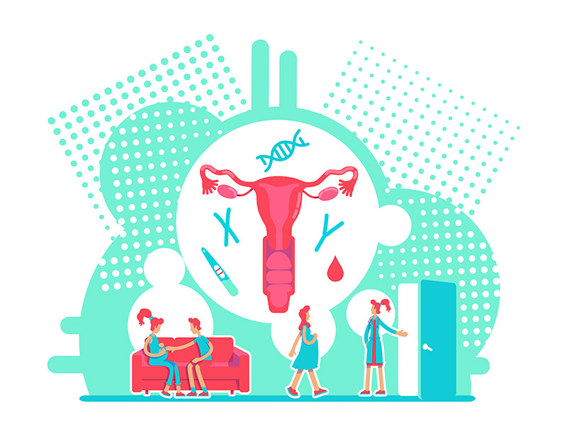 Female fertilization flat concept vector illustration