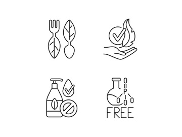 Natural cosmetics linear icons set preview picture