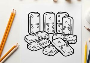 Domino tiles falling flat design vector illustration
