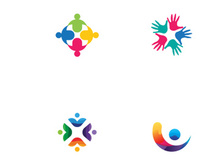 Community logos, community networks, and people check. Logos for teams or groups, kindergartens, and companies.