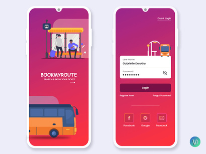 Online Bus Tickets Booking Mobile App UI Kit