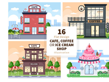 16 Coffeehouse, Cafe or Ice Cream Shop Illustration preview picture