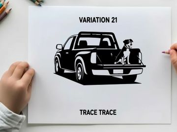 Silhouette of a pickup truck with dog in the back preview picture
