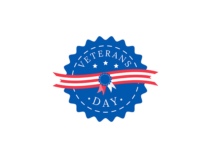 Veterans Day flat color vector badge