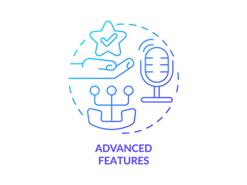 Advanced features blue gradient concept icon preview picture