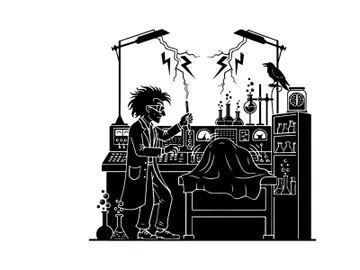 Silhouette of a man in a laboratory setting with equipment preview picture