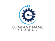 Gear and tech wire logo vector