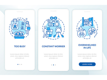 Clutter personality types onboarding mobile app page screen with concepts preview picture